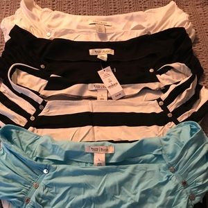 4 White & black market off shoulder cotton shirts